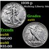Image 1 : 1938-p Walking Liberty Half Dollar 50c Grades Select AU