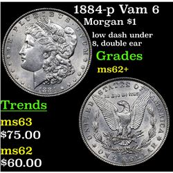 1884-p Vam 6 Morgan Dollar $1 Grades Select Unc