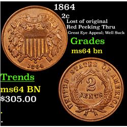 1864 Two Cent Piece 2c Grades Choice Unc BN