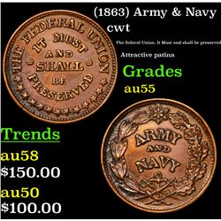 1863 Army & Navy Civil War Token 1c Grades Choice AU