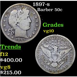 1897-s Barber Half Dollars 50c Grades vg+