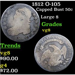 1812 O-105 Capped Bust Half Dollar 50c Grades vg, very good