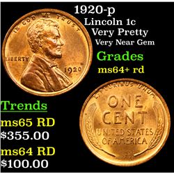 1920-p Lincoln Cent 1c Grades Choice+ Unc RD