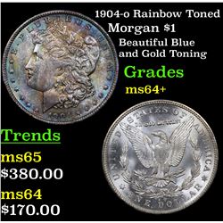 1904-o Rainbow Toned Morgan Dollar $1 Grades Choice+ Unc