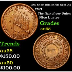 1863 Shoot Him on the Spot Dix Civil War Token 1c Grades Choice AU