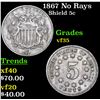Image 1 : 1867 No Rays Shield Nickel 5c Grades vf++