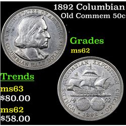 1892 Columbian Old Commem Half Dollar 50c Grades Select Unc