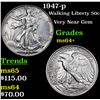 Image 1 : 1947-p Walking Liberty Half Dollar 50c Grades Choice+ Unc
