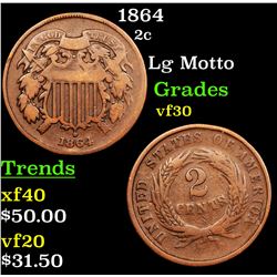 1864 Two Cent Piece 2c Grades vf++