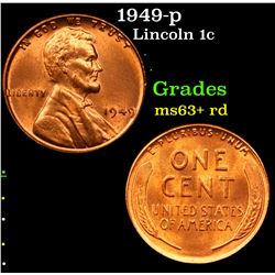 1949-p Lincoln Cent 1c Grades Select+ Unc RD