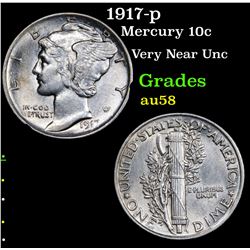 1917-p Mercury Dime 10c Grades Choice AU/BU Slider