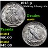 Image 1 : 1943-p Walking Liberty Half Dollar 50c Grades Choice Unc