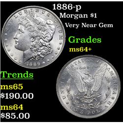 1886-p Morgan Dollar $1 Grades Choice+ Unc