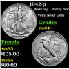 Image 1 : 1942-p Walking Liberty Half Dollar 50c Grades Choice+ Unc
