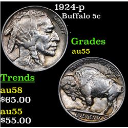 1924-p Buffalo Nickel 5c Grades Choice AU