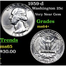 1959-d Washington Quarter 25c Grades Choice+ Unc