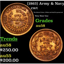 1863 Army & Navy Civil War Token 1c Grades Choice AU/BU Slider