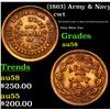 Image 1 : 1863 Army & Navy Civil War Token 1c Grades Choice AU/BU Slider