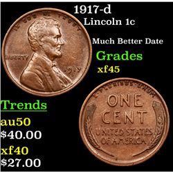 1917-d Lincoln Cent 1c Grades xf+