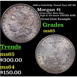 1900-o Colorfully Toned Vam 23C R6 Morgan Dollar $1 Grades GEM Unc