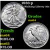 Image 1 : 1936-p Walking Liberty Half Dollar 50c Grades Choice Unc