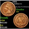 Image 1 : 1861 Indian Cent 1c Grades f+