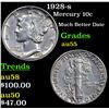 Image 1 : 1928-s Mercury Dime 10c Grades Choice AU