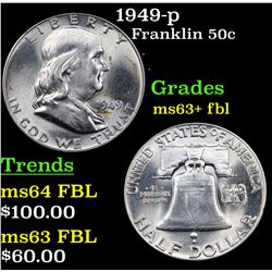 1949-p Franklin Half Dollar 50c Grades Select Unc+ FBL