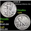 Image 1 : 1919-d Walking Liberty Half Dollar 50c Grades vg+