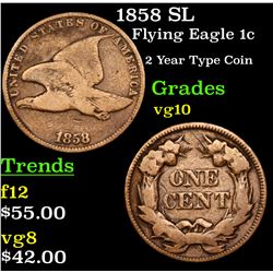1858 SL Flying Eagle Cent 1c Grades vg+