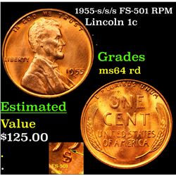 1955-s/s/s FS-501 RPM Lincoln Cent 1c Grades Choice Unc RD