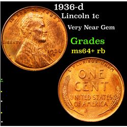 1936-d Lincoln Cent 1c Grades Choice+ Unc RB