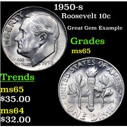 1950-s Roosevelt Dime 10c Grades GEM Unc