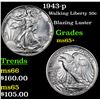 Image 1 : 1943-p Walking Liberty Half Dollar 50c Grades GEM+ Unc
