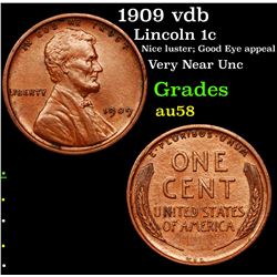 1909 vdb Lincoln Cent 1c Grades Choice AU/BU Slider