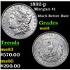 Image 1 : 1892-p Morgan Dollar $1 Grades BU+