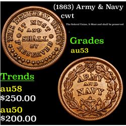 1863 Army & Navy Civil War Token 1c Grades Select AU