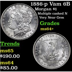 1886-p Vam 6B Morgan Dollar $1 Grades Choice+ Unc