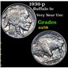 Image 1 : 1936-p Buffalo Nickel 5c Grades Choice AU/BU Slider