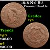 Image 1 : 1818 N-9 R-3 Coronet Head Large Cent 1c Grades vg, very good