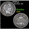 Image 1 : 1916-p Barber Dime 10c Grades vf++