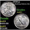 Image 1 : 1936-p Walking Liberty Half Dollar 50c Grades Select+ Unc