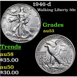 1946-d Walking Liberty Half Dollar 50c Grades Select AU