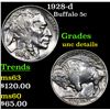 Image 1 : 1928-d Buffalo Nickel 5c Grades Unc Details