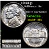 Image 1 : 1943-p Jefferson Nickel 5c Grades Select Unc+ 5fs