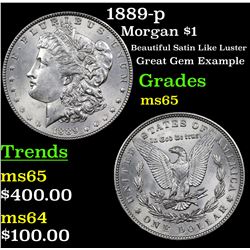 1889-p Morgan Dollar $1 Grades GEM Unc