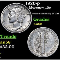1920-p Mercury Dime 10c Grades Select AU