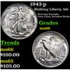 Image 1 : 1943-p Walking Liberty Half Dollar 50c Grades GEM+ Unc