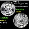 Image 1 : 1944-d Washington Quarter 25c Grades GEM Unc