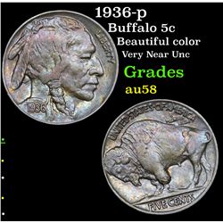 1936-p Buffalo Nickel 5c Grades Choice AU/BU Slider